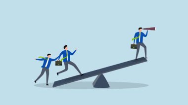 İş dünyasının takım üyelerinin 4k animasyonu tahterevallinin başarıya doğru ilerlemesine yardımcı oluyor.