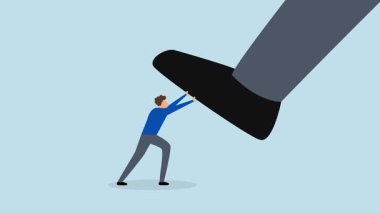 Haksız rekabet, büyük rakiplere karşı koymaya çalışan küçük işçilerin 4k animasyonu.