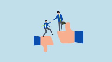 Danışman desteği, iş adamı yöneticisinin 4k animasyonu meslektaşının başparmağından başparmağına geçmesine yardımcı oluyor.