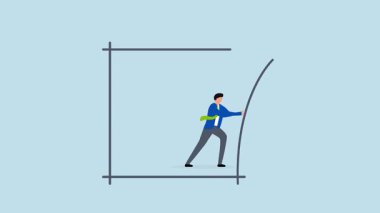 Sınırları zorlamak, sınırları aşmak için kendinize meydan okumak, sınırların ötesine geçmeye çalışan girişimcilerin 4k animasyonu.