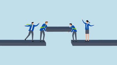 İş köprüsü bağlantı yolu oluşturun, profesyonellerin 4k animasyonu bağlantı için bir yol yaratmak için işbirliği yapın