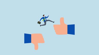 Daha iyi bir fırsata dönüştürülmek, 4k cesaret animasyonu girişimci başparmak aşağı sıçrayan