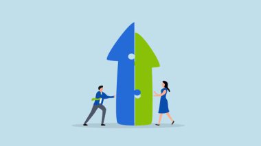 Birleşme ve satın almalar, iş dünyasındaki profesyonellerin 4k animasyonu ok yapbozunu başarıya bağlıyor