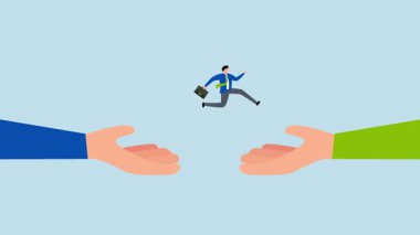 İş değiştir, kendine güvenen girişimcinin 4k animasyonu muazzam bir elden diğerine atlıyor.