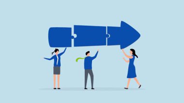 Ok yapbozu parçalarını birleştiren profesyonel meslektaşların 4k animasyonu