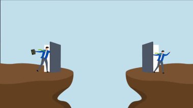 İş başarısı için kısayol, girişimcinin 4k animasyonu bölünmeyi aşmak için hızlı giriş sağlıyor