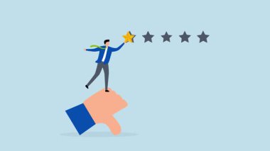 Negatif geribildirim, kötü eleştiri yapan mutsuz adamın 4k animasyonu