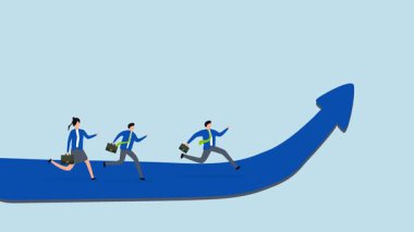 Büyüme stratejisi, girişimcilerin ve çalışanların 4k animasyonu kariyer yolunda ilerliyor, yükselişe geçiyor