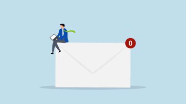 E- posta yönetimi, iş adamlarının e-posta zarfında dizüstü bilgisayarla yaptıkları 4k animasyon