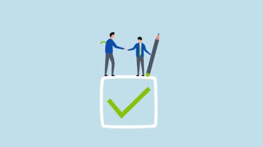 Taahhüt: İşadamı el sıkışmasının işaretli kutuda 4k animasyonu