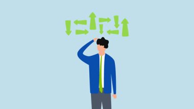 Karar verme, bir sonraki hedefi belirleyen girişimcinin 4k animasyonu