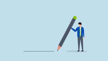 Sınırı belirleyin, sınır çizgisi çizen büyük kalemle iş adamının 4k animasyonu