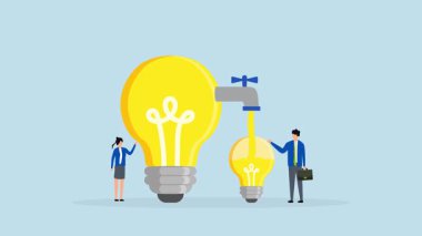 Fikir paylaşımı, iş insanlarının 4k animasyonu fikri yeni bir ampule aktarıyor.
