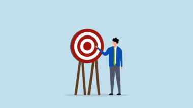 Özel hedef, hedef kitle hedefini gösteren iş adamlarının 4k animasyonu..