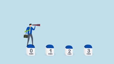 Yeni bir yolculuğa başlayın, girişimcilerin kariyerlerini gözlemlemek için teleskopla 4k animasyonu.