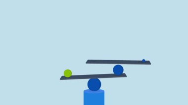 İş hayatı dengesi, girişimcinin 4k animasyonu, yaşam dengesini sembolize eden istikrarlı ölçekte dengeyi koruyor.