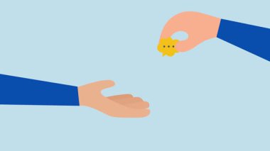 Geri bildirim topla, iş adamının 4k animasyonu konuşma baloncuğu geri bildirimi yap, yöneticiye görüş.