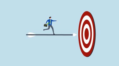 Ticari hedefe ulaşmayı hedefleyen 4k animasyon işadamı ok yayında hedefi vurmayı hedefliyor..