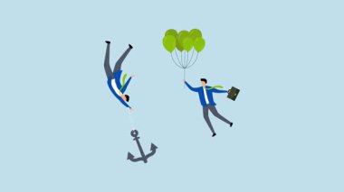 İş sıralamasında yükselip alçalma, 4k animasyon girişimcisi, bir çapa ile inen diğerlerinin aksine, yükselen balonu kavrıyor.