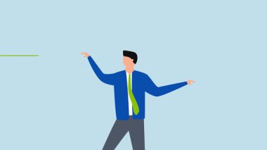 Beklenti gerçeğe karşı, 4k animasyon işadamı beklenti içinde, ve diğer taraftan, sonuç ortada..