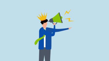 Büyük patron, 4 bin animasyon kızgın iş lideri megafona bağırıyor..