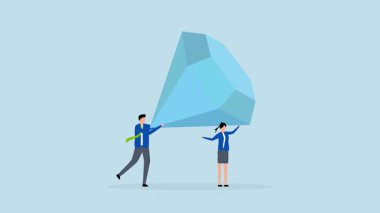 Çekirdek değeri, 4k animasyon. İş adamları büyük değerli elmasların taşınmasına yardım ediyor..