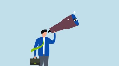 Fırsat arayışı, iş adamlarının geniş mercekli 4k animasyonu.