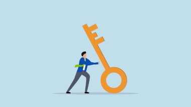 Ticaretin kilit başarısı, girişimcinin 4k animasyonu sorunu çözmek için büyük altın anahtar üzerinde büyük güç harcadı.