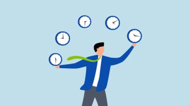 Zaman yönetimi, sigorta girişimciliğinin 4k animasyonu değişen saatlerde zaman dilimini dengeleme uzmanı.