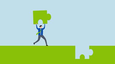 İşadamının 4k animasyonu son kayıp yapboz parçasını tamamladı.