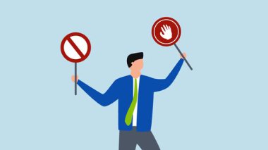 Yasak, girişimcilerin 4k animasyonu yasaklandı. Geçiş ve dur işareti.