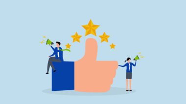 Öneriler, iş adamlarının 4k animasyonu megafonda baş parmaklarla duyuruldu.