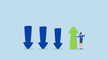 Yönetimi değiştir, iş kadınının 4k animasyonu iyi yönde ok yönünü değiştir.