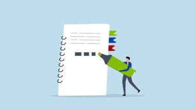 Önemli bir not, iş adamlarının 4k animasyonu kalem çemberinin altını çizmek önemli bir not.