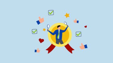 Kalite güvencesi, ürün kalitesini sağlamak için büyüteçle iş adamlarının 4k animasyonu.