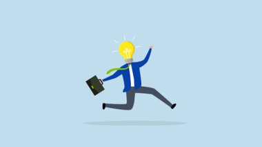 Yeni bir iş fikri bul, iş adamının 4k animasyonu..