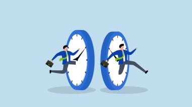 Zaman yönetimi, iş adamının 4k animasyonu geleceğe sıçradı.