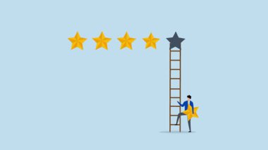 5 yıldızlı işadamı en iyi dereceyi almak için merdivenleri tırmandı..