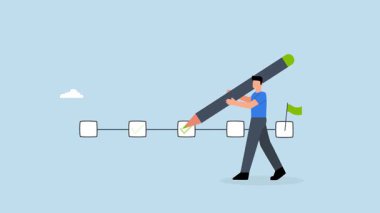 Proje izleme, proje yöneticisi proje yönetimi zaman çizelgesinde tamamlanmış görevleri kontrol etmek için büyük kalemli.