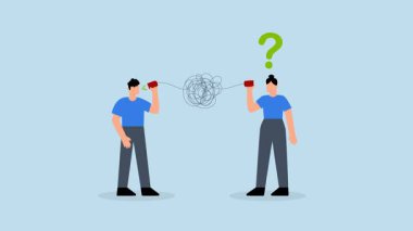 Kötü iletişim, iş adamı karmaşık kaos içinde konuşuyor, karışık telefon hatları diğerlerini şaşırtıyor.