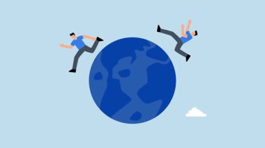 Küresel iş rakibi ve tüccar kaçarak ve dünyada birbirini yakalayarak rekabet ediyor.