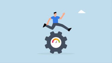 Çalışma performansı değerlendirmesi, kararlı girişimci hesaplanmış dişlileri döndürmek için yoğun bir hızla koşuyor.