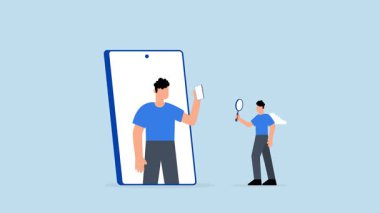 KYC, iş adamı akıllı telefon uygulamasındaki kullanıcıyı analiz etmek ve tanımlamak için büyüteç kullanıyor.