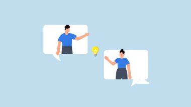 Meslektaşım sohbet balonunda duruyor ve yeni fikirler hakkında konuşuyor.