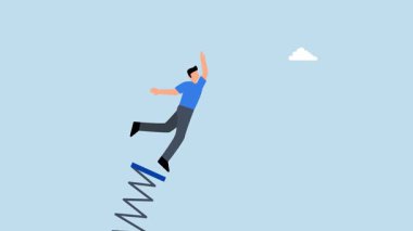 İşadamı atlama tahtasına yüksekten atlıyor.