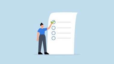 Kadın defter kağıdındaki onay kutusu başarılarının listesini verir.