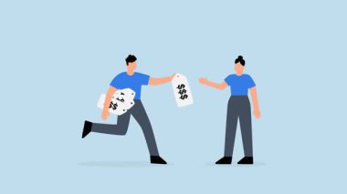 İş adamı, müşterinin seçebileceği fiyatlar sunar.