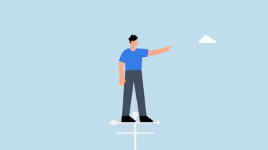 Çatıda dikilen işadamı zafere işaret eden bayraklarla.