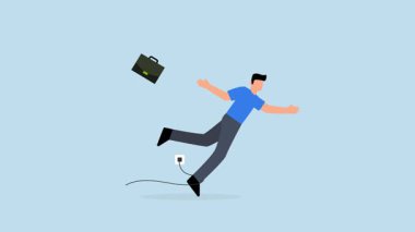 Sakar işadamı elektrik kablosuna takılıp düştü ve yere düştü..