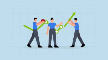 İşadamı, yukarı doğru ok ile iş büyüme grafiği geliştirmeye yardım ediyor.